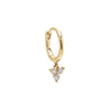 14K Gold / Single Diamond Dangling Trio Cluster Huggie Earring 14K - Adina Eden's Jewels