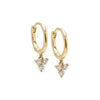 14K Gold / Pair Diamond Dangling Trio Cluster Huggie Earring 14K - Adina Eden's Jewels
