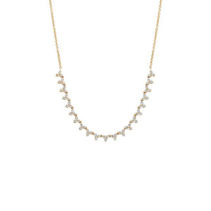 14K Gold Diamond Trio Clusters Half Tennis Choker 14K - Adina Eden's Jewels