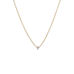 14K Gold Diamond Mini Trio Cluster Necklace 14K - Adina Eden's Jewels