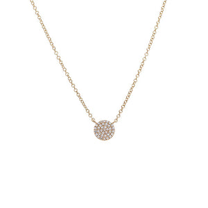 14K Gold Diamond Pave Disc Pendant Necklace 14K - Adina Eden's Jewels