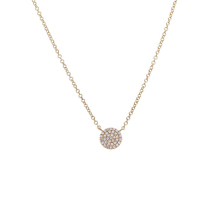 14K Gold Diamond Pave Disc Pendant Necklace 14K - Adina Eden's Jewels
