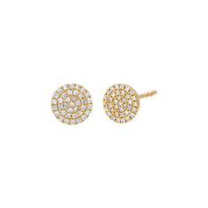14K Gold Diamond Pave Disc Stud Earring 14K - Adina Eden's Jewels