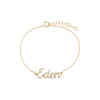 14K Gold / 3 Diamond Pave Script Name Bracelet 14K - Adina Eden's Jewels