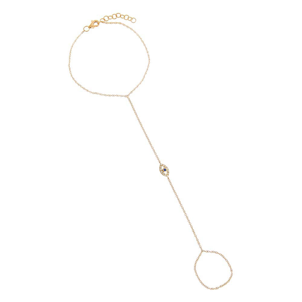 14K Gold Diamond Open Evil Eye Hand Chain 14K - Adina Eden's Jewels