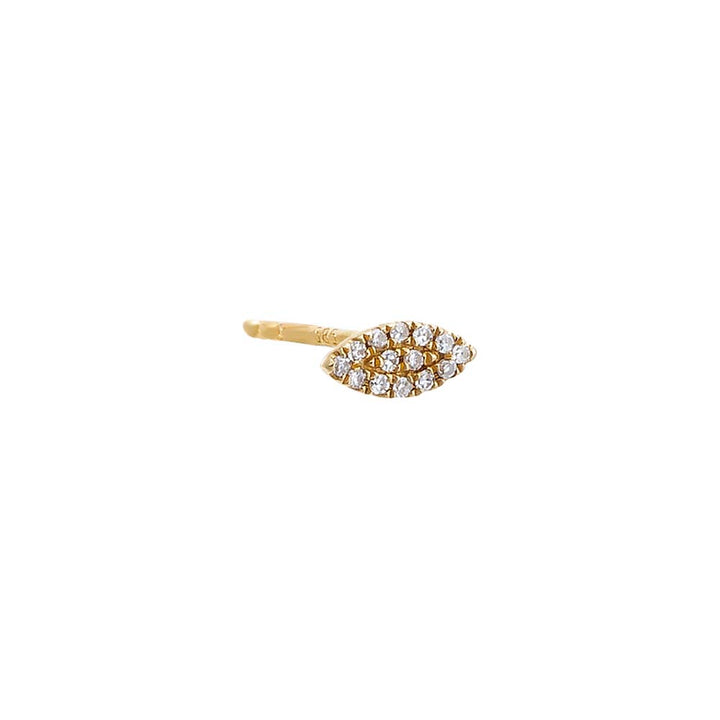 14k Gold / Single Diamond Pave Marquise Stud Earring 14K - Adina Eden's Jewels
