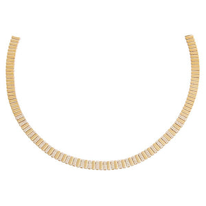 14K Gold Diamond Pave Fluted Pattern Tennis Necklace 14K - Adina Eden's Jewels