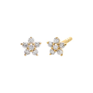 14K Gold Diamond Mini Flower Stud Earring 14K - Adina Eden's Jewels