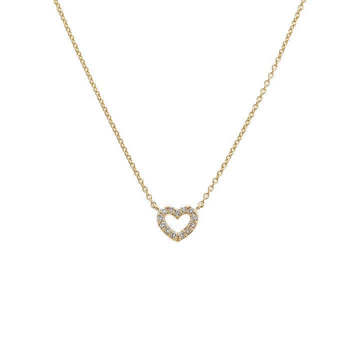14K Gold Diamond Pave Mini Cutout Heart Necklace 14K - Adina Eden's Jewels