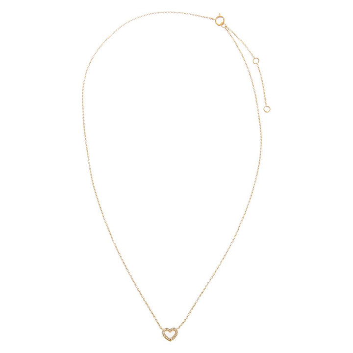  Diamond Pave Mini Cutout Heart Necklace 14K - Adina Eden's Jewels