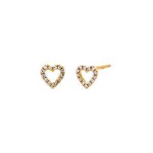 14K Gold / Pair Diamond Open Heart Stud Earring 14K - Adina Eden's Jewels