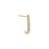 14K Gold / Single Diamond Pave Curved Bar Stud Earring 14K - Adina Eden's Jewels