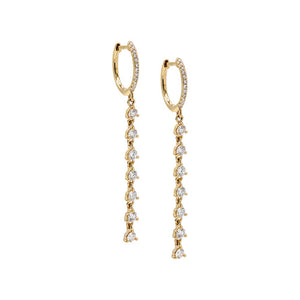 14K Gold Diamond Dangling Drop Huggie Earring 14K - Adina Eden's Jewels