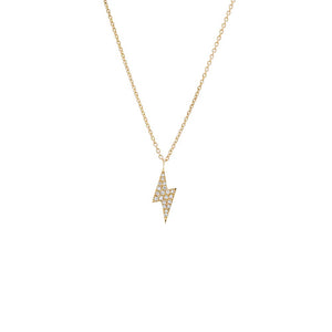 14K Gold Diamond Pave Lightning Bolt Necklace 14K - Adina Eden's Jewels
