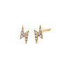 14K Gold / Pair Diamond Pave Mini Lightning Bolt Stud Earring 14K - Adina Eden's Jewels