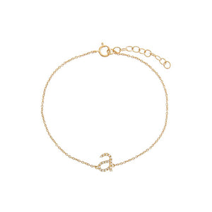 14K Gold Diamond Lowercase Initial Bracelet 14K - Adina Eden's Jewels