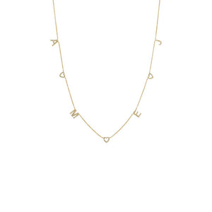 14K Gold / 4 Diamond Pave Open Heart X Initials Necklace 14K - Adina Eden's Jewels