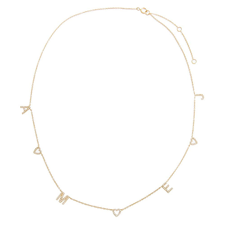  Diamond Pave Open Hearts X Initials Necklace 14K - Adina Eden's Jewels