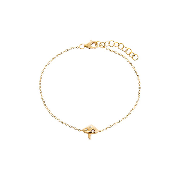14K Gold Diamond Mushroom Pendant Bracelet 14K - Adina Eden's Jewels