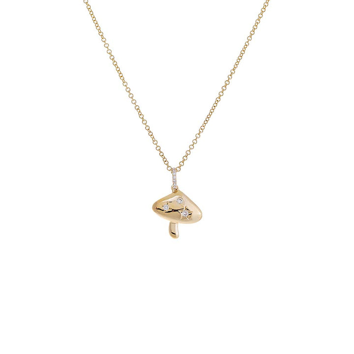 14K Gold Diamond Mushroom Charm Necklace 14K - Adina Eden's Jewels