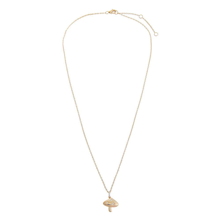  Diamond Mushroom Charm Necklace 14K - Adina Eden's Jewels
