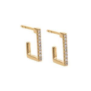 14K Gold Diamond Pave Open Square Hoop Earring 14K - Adina Eden's Jewels