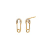 14K Gold / Pair Diamond Pave Safety Pin Stud Earring 14K - Adina Eden's Jewels