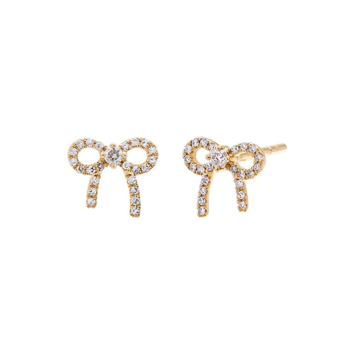 14K Gold Diamond Pave Bow Tie Stud Earring 14K - Adina Eden's Jewels