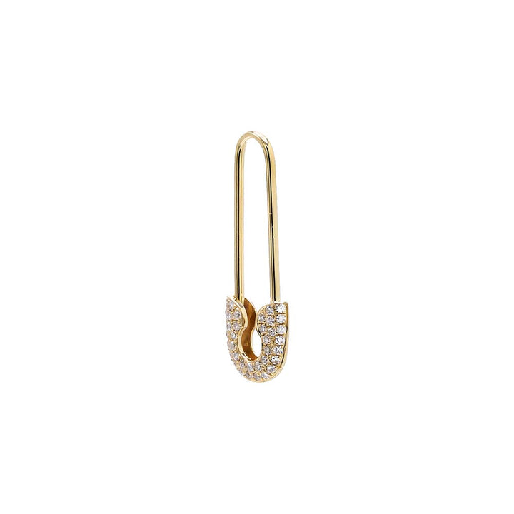 L / 14K Gold Diamond Pave Safety Pin Huggie Earring 14K - Adina Eden's Jewels