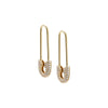 Pair / 14K Gold Diamond Pave Safety Pin Huggie Earring 14K - Adina Eden's Jewels