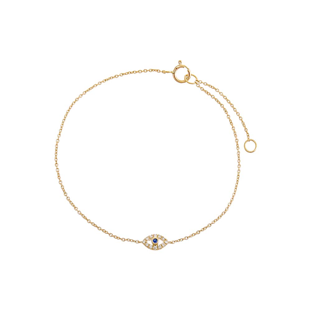 14K Gold Diamond Cutout Evil Eye Bracelet 14K - Adina Eden's Jewels