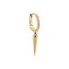 14K Gold / Single Diamond Pave Dangling Spike Huggie Earring 14K - Adina Eden's Jewels