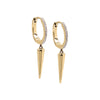 14K Gold / Pair Diamond Pave Dangling Spike Huggie Earring 14K - Adina Eden's Jewels