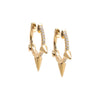 14k Gold / Pair Diamond Pave Triple Spike Huggie Earring 14K - Adina Eden's Jewels