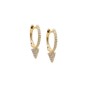 14K Gold / Pair Diamond Spike Huggie Earring 14K - Adina Eden's Jewels