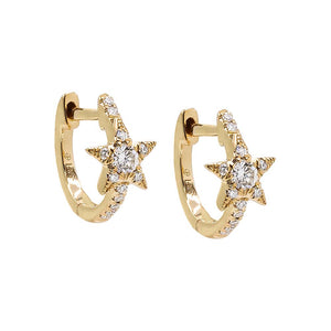 14K Gold Diamond Pave Star Huggie Earring 14K - Adina Eden's Jewels