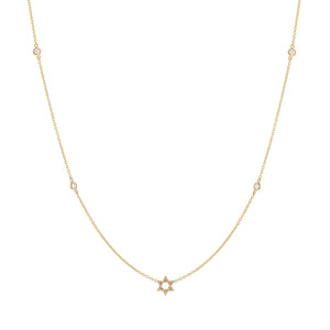 14K Gold Diamond X Bezel Star of David Necklace 14K - Adina Eden's Jewels