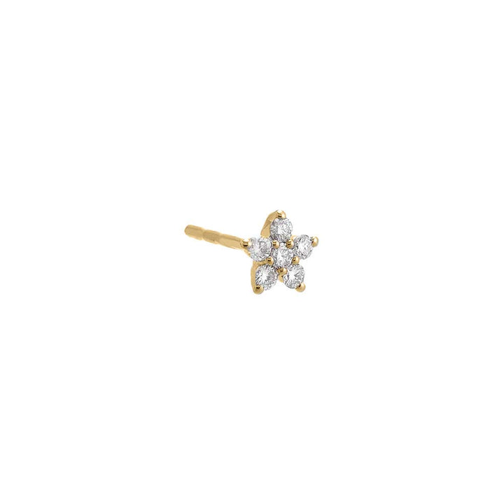 14K Gold / Single Diamond Flower Stud Earring 14K - Adina Eden's Jewels