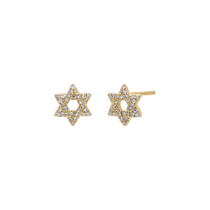 14K Gold / Pair Mini Diamond Pave Star of David Stud Earring 14K - Adina Eden's Jewels