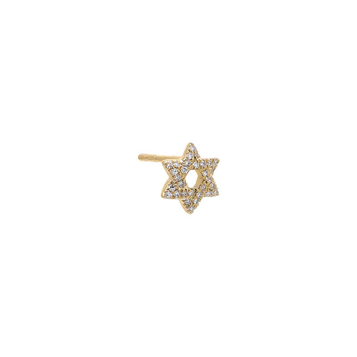 14K Gold / Single Mini Diamond Pave Star of David Stud Earring 14K - Adina Eden's Jewels