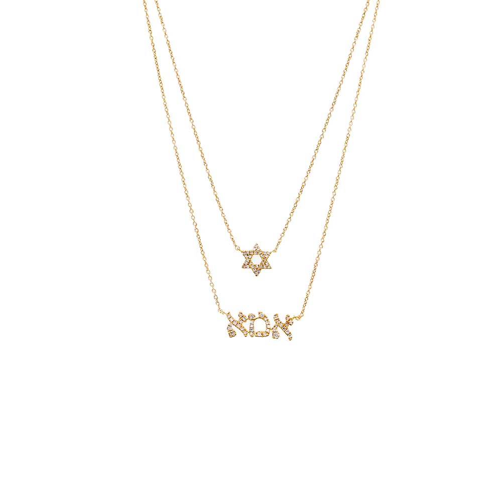 14K Gold Diamond Pave Star Of David X Ima Two In One Necklace 14K - Adina Eden's Jewels