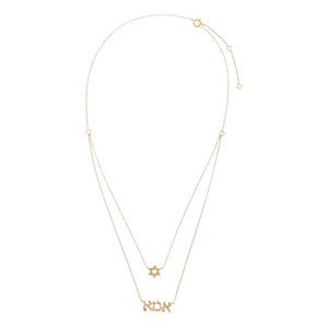  Diamond Pave Star Of David X Ima Two In One Necklace 14K - Adina Eden's Jewels