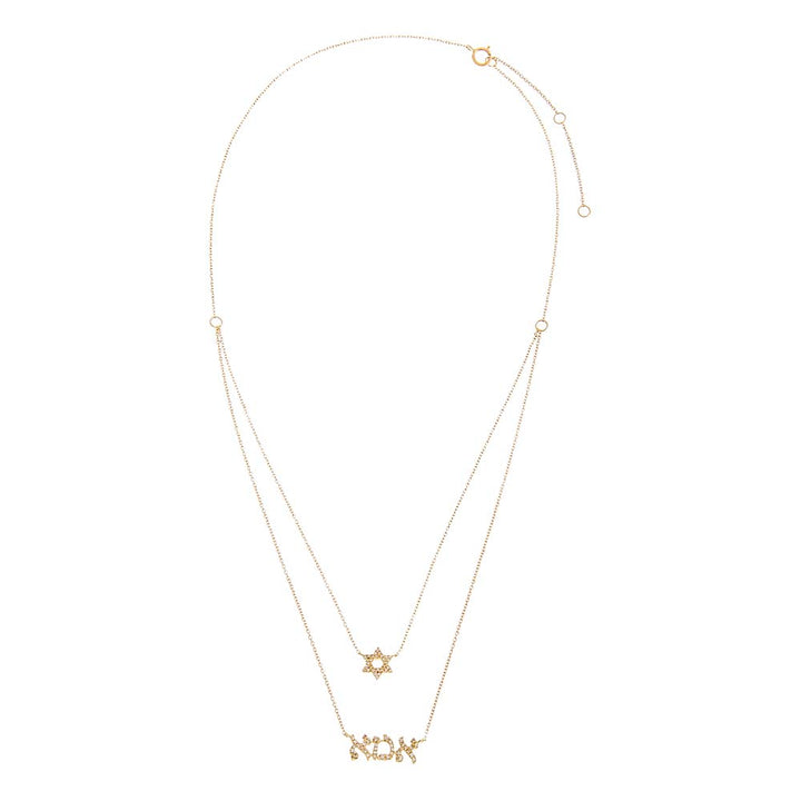  Diamond Pave Star Of David X Ima Two In One Necklace 14K - Adina Eden's Jewels