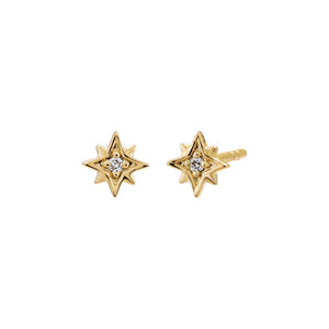14K Gold Diamond Mini Starburst Stud Earring 14K - Adina Eden's Jewels