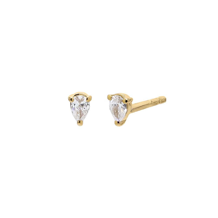 14K Gold / Pair Diamond Pear Stone Stud Earring 14K - Adina Eden's Jewels