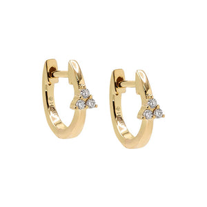 14K Gold Diamond Trio Cluster Huggie Earring 14K - Adina Eden's Jewels