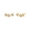 14K Gold Diamond Triple Star Curved Stud Earring 14K - Adina Eden's Jewels