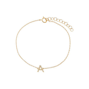 14K Gold Diamond Initial Bracelet 14K - Adina Eden's Jewels