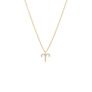 14K Gold / Aries Diamond Pave Zodiac Necklace 14K - Adina Eden's Jewels