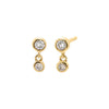 14K Gold Diamond Double Bezel Solitaire Dangling  Stud Earring 14K - Adina Eden's Jewels